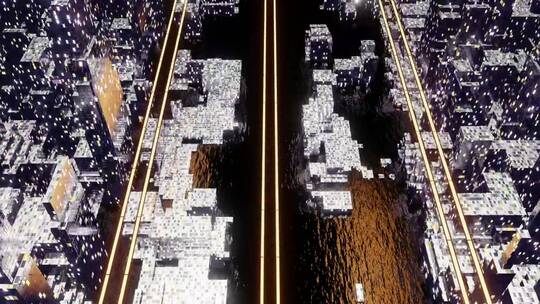 虚拟大都市，3D循环视频