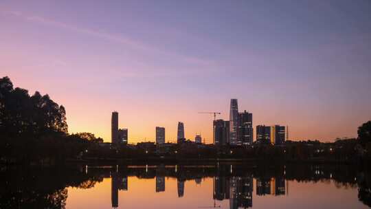 夕阳下的东莞城市天际线城市风光延时