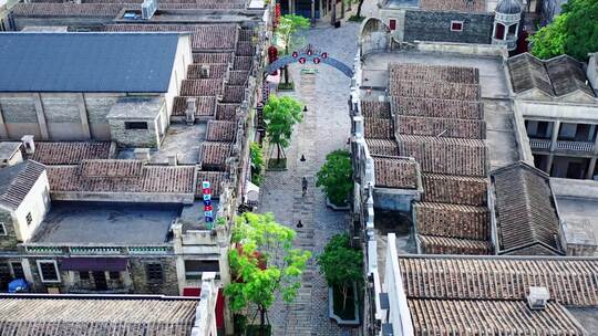 广东江门开平赤坎古镇旅游景区航拍