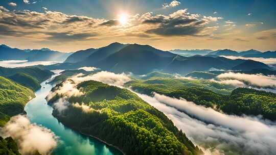 山川河流云海自然风光