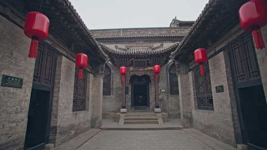山西古建院落大红灯笼