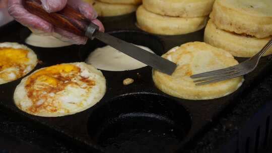 鸡蛋饼 特色小吃 夜市小摊小摊贩摆摊