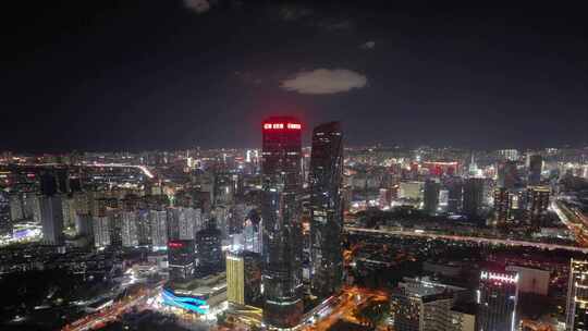 云南万达昆明双塔西山区夜景航拍延时城市夜