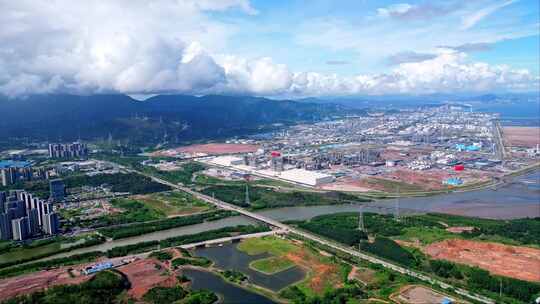 惠州大亚湾石化区大型化工产业园鸟瞰全景