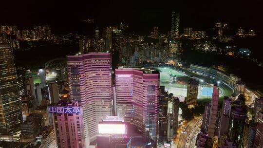 香港航拍城市夜景大景