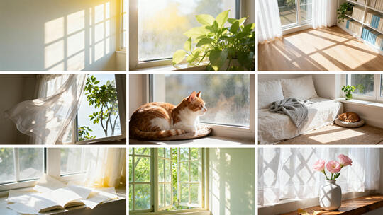 窗户午后阳光 阳光洒进房间的温馨日常