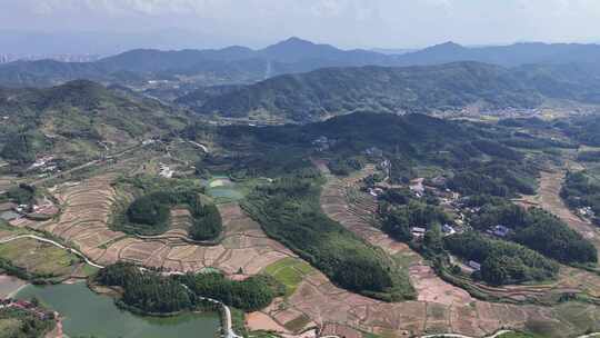 丘陵山川稻田梯田风光航拍