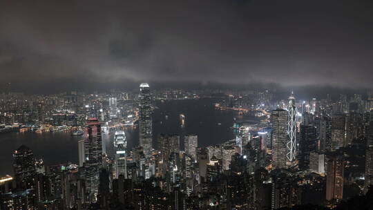 雷雨天城市夜景延时