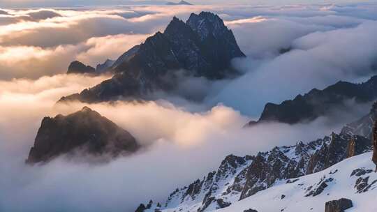 雪山云海壮丽全景