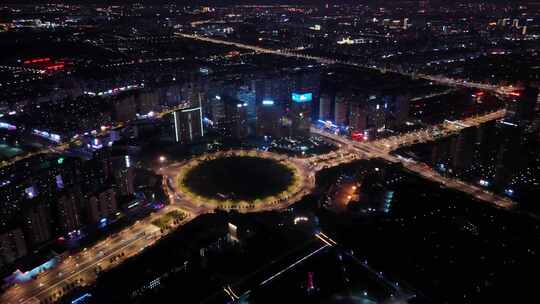 长春东方广场吉林大路夜景航拍