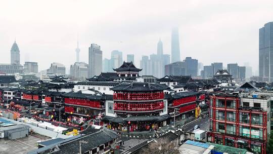 上海豫园城隍庙新年初雪上海雪景