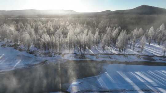 雪原冰河冻雾阳光