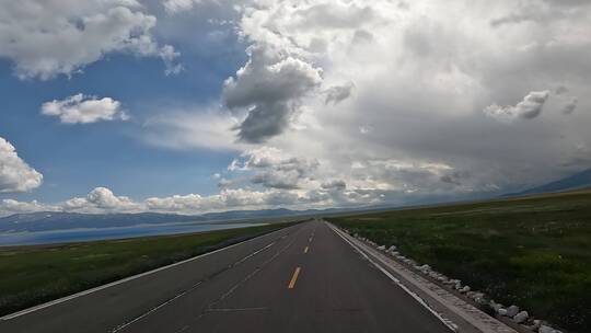 新疆海边行车第一视角拍摄高清视频素材