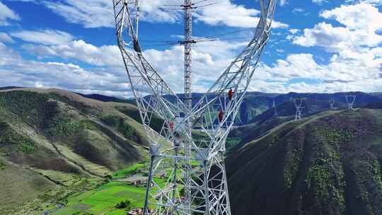 航拍特高压电力建设