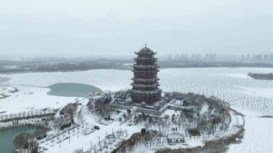 滨州雪景航拍