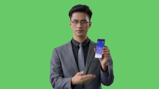 精品 · 绿幕蓝幕商务男性展示手机动作视频素材模板下载