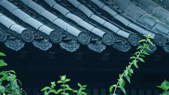 古风国风屋檐雨滴空镜