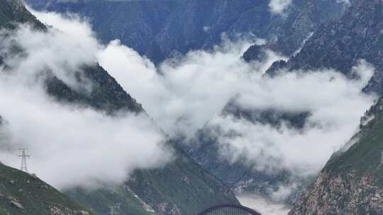 西藏山南市青山云海航拍