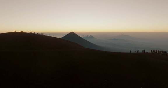 火山，危地马拉，徒步旅行，人