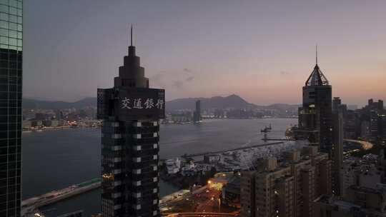 香港CBD傍晚航拍视频素材模板下载