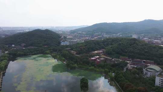 航拍长沙湖南大学校园风光岳麓山岳麓书院