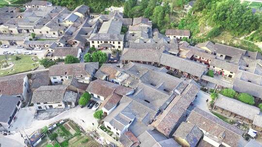 乡村古建筑俯瞰全景