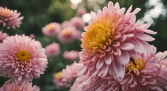 菊花特写秋菊花海花朵花丛向日葵鲜花盛开