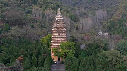 航拍嵩山嵩岳寺塔