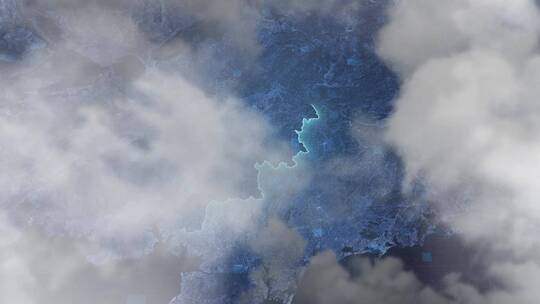 玉林市地图-云雾俯冲勾勒轮廓