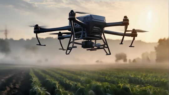智慧农业农用无人机喷洒播种作业4K
