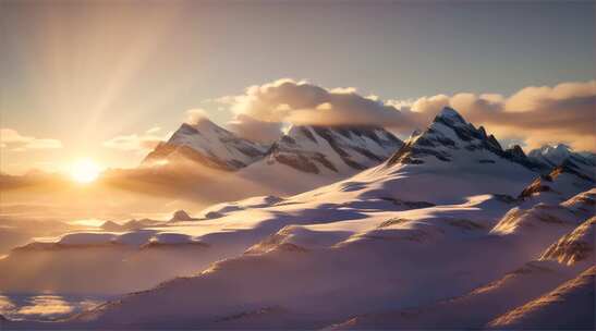 AIGC素材 雪山山峰之巅山脉风景