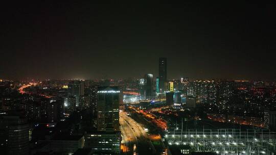 普陀区武宁路夜景航拍