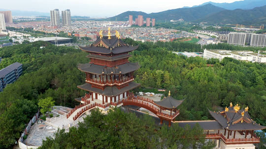 义乌鸡鸣阁建筑航拍