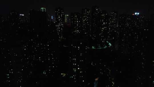 重庆夜景城市交通建筑航拍