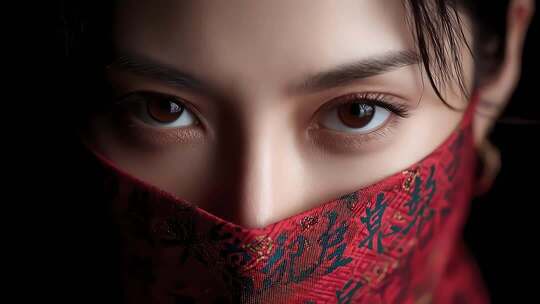 东方女性面纱下的神秘眼神