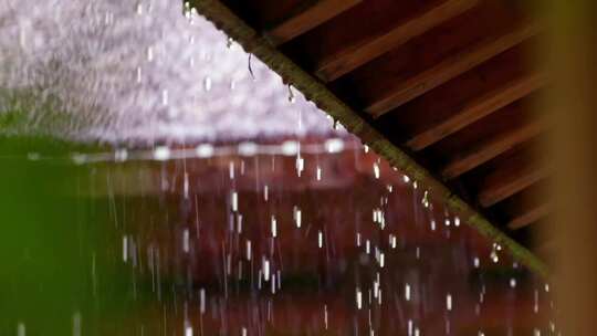 下雨空镜屋檐雨滴雨季视频素材