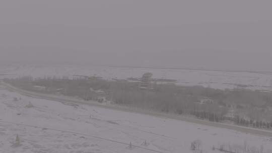 莫高窟冬季雪景航拍D-log视频素材模板下载