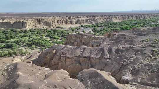 新疆克拉玛依白杨河大峡谷景区航拍自然风光