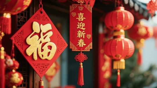新春福字灯笼装饰
