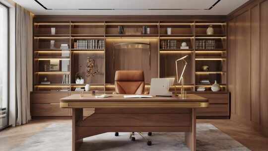 现代风格书房办公场景素材