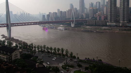 重庆跨江大桥延时镜头