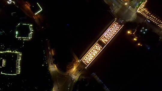 外百度桥夜景航拍视频素材模板下载