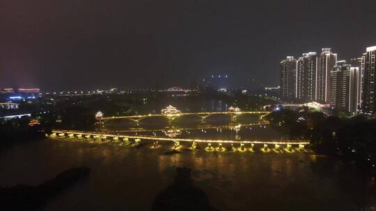 航拍福建漳州南山桥夜景