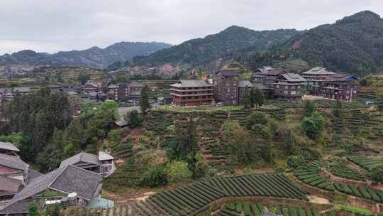 航拍柳州三江程阳八寨景区