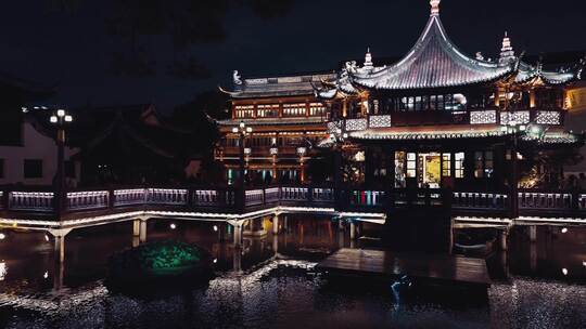 上海豫园夜景延时摄影视频素材模板下载