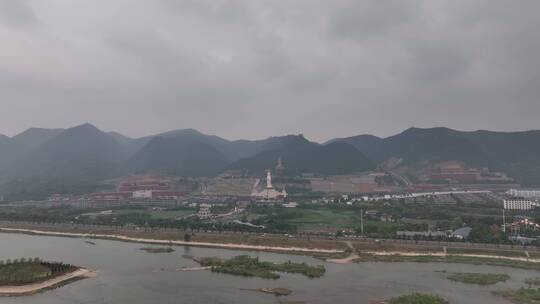 洛阳宫殿建筑灵山寺航拍