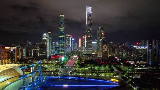 珠江新城中轴线航拍夜景4K