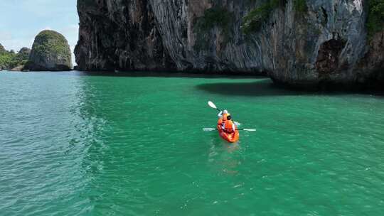 泰国甲米海岛皮划艇户外自然风光航拍