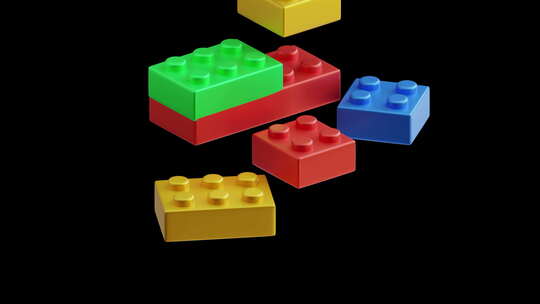 砖块玩具3D动画展示砖块莫的创造力和施工