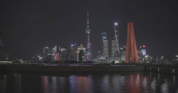8K(log2素材)上海外滩黄浦江陆家嘴夜景